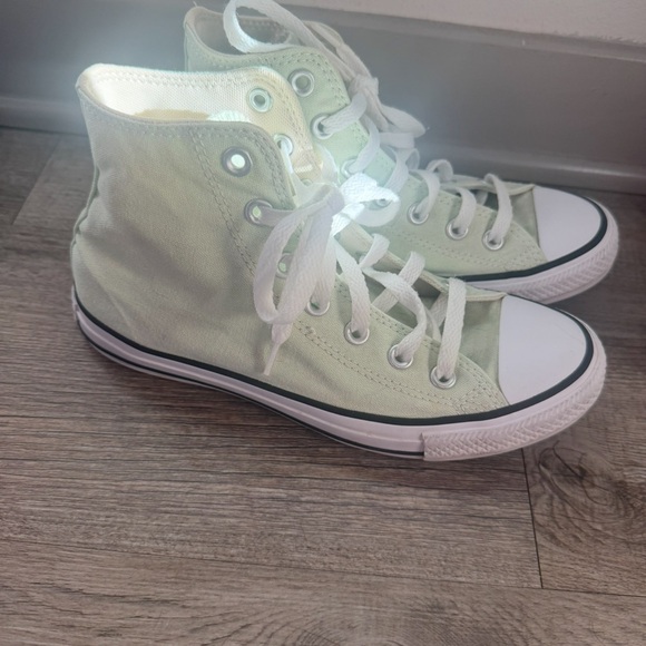 Women’s High-Top Sneakers - Light Green, Green Converse, Green Chucks - Picture 9 of 13